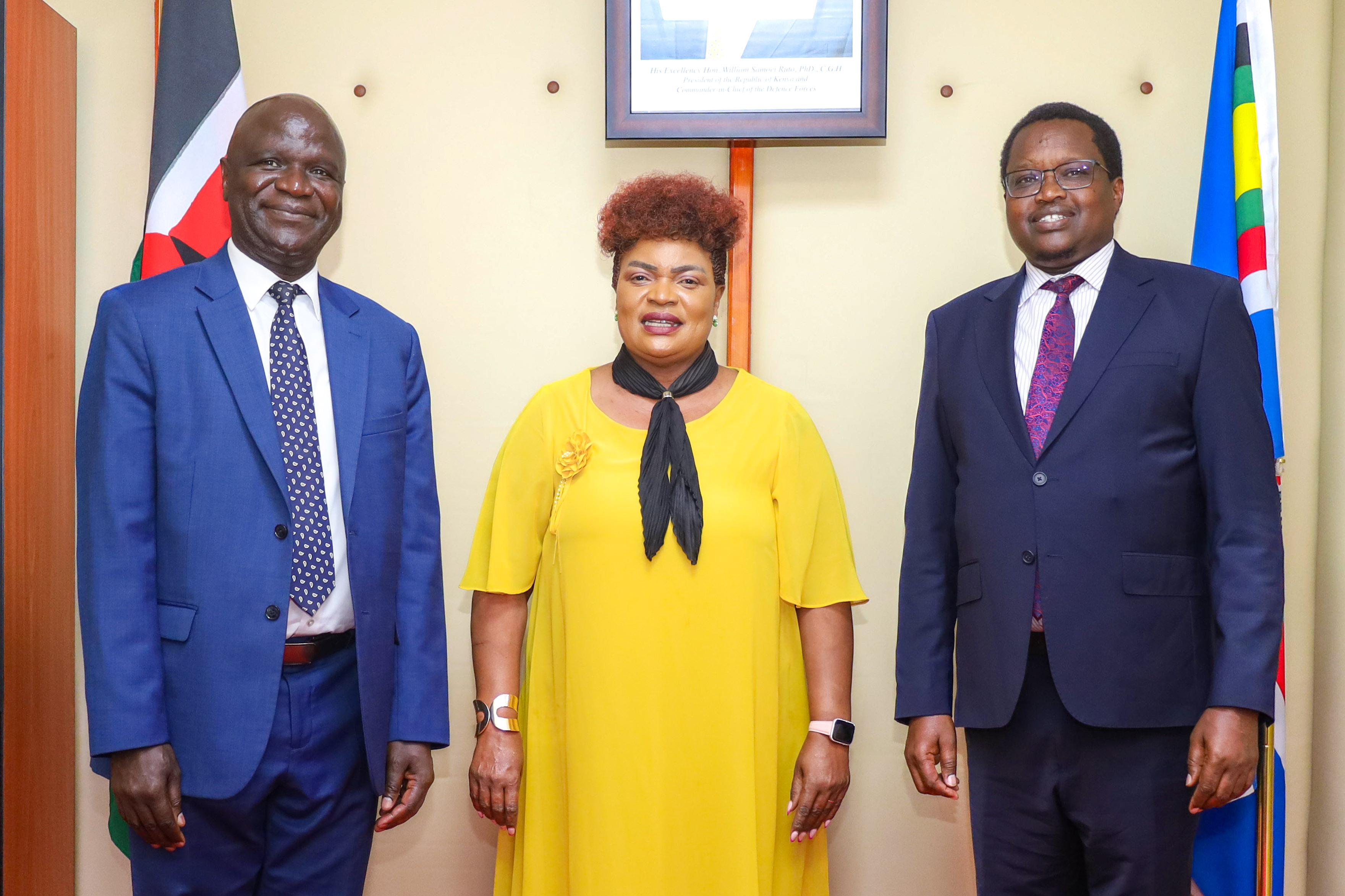 PSSF CEO Dr Jonah Aiyabei, Trustee David William Okoth Ochiel and PS Dr Jane Kere Imbunya