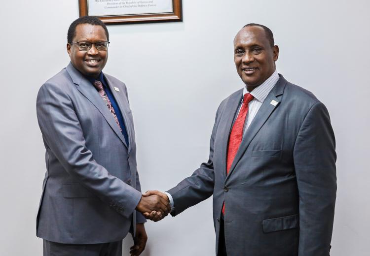PSSF CEO Dr Jonah Aiyabei receives Chairman Amb Hussein Daddo